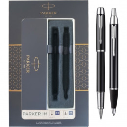 Set cadou roller + pix Parker IM Premium Chrome SS-CT, corp metalic negru