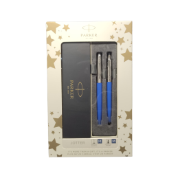 Set cadou stilou + pix Parker Jotter clasic, corp metalic albastru