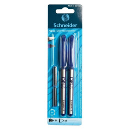 Set Stilou + Roller Schneider Opus 6229-RV, penita iridium M, alimentare rezerve, corp plastic argintiu, blister (+2 rezerve)