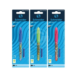 Stilou Schneider Zippi 76890 2909-RV, penita iridium M, alimentare rezerve, corp plastic diverse culori, blister (+1 rezerva)