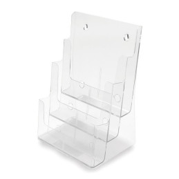 Suport documente CNX 77441, vertical, de perete, 4 compartimente, plastic, transparent