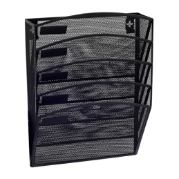 Suport documente Grand GR-080, 43.5x30.8x7.8cm, vertical, de perete, 5 compartimente, plasa metalica, negru