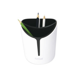 Suport instrumente de scris Eagle P5129, 11.3x13.3cm, 3 compartimente detasabile, plastic, alb-negru
