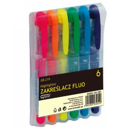 Textmarker Grand GR-219, 160-1881, varf tesit, 1-3.4mm, set 6 culori fluorescente (galben, albastru, orange, verde, roz, violet)