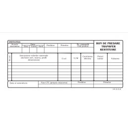 Tipizat - bon predare transfer restituire - 1/2 A4, simplu, carnet 100 file