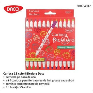 Carioca 12 bucati / 24 culori Bicolora Daco CA312
