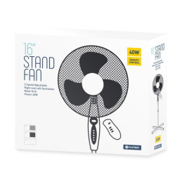 Ventilator 16+telecomanda Platinet PRSF1616W, 40W, 3 viteze, stg/dreapta, baza 60x60, h 120cm, alb