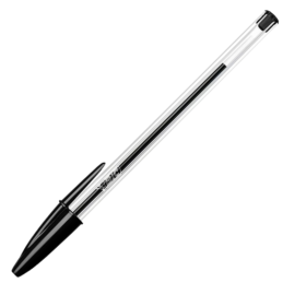 Pix cu bila Bic Cristal, 1.0mm, cu capac, corp transparent, scris negru