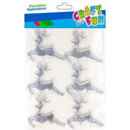 Accesorii creatie - reni, argintiu, decoratiune Craciun, set 6 buc, Craft with Fun, 501454