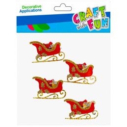 Accesorii creatie - sania lui Mos Craciun, decoratiune Craciun, set 4 buc, Craft with Fun, 501400