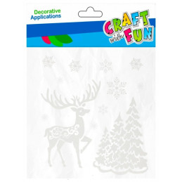Abtibilduri - ren de Craciun, pentru ferestre, set 11 buc, Craft with Fun, 501427