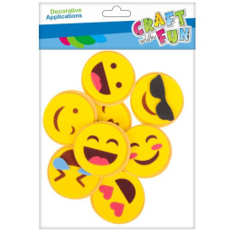 Forme decorative - hartie gumata autoadeziva - fete zambitoare, galben, set 8 buc, Craft with Fun, 463729