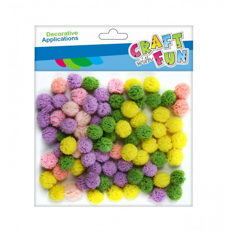 Accesorii creatie - Pom Pom, diverse culori, pastel, set 80 buc, Craft with Fun, 463475 Accesorii creatie - Pom Pom, diverse culori, pastel, set 80 buc, Craft with Fun, 463475