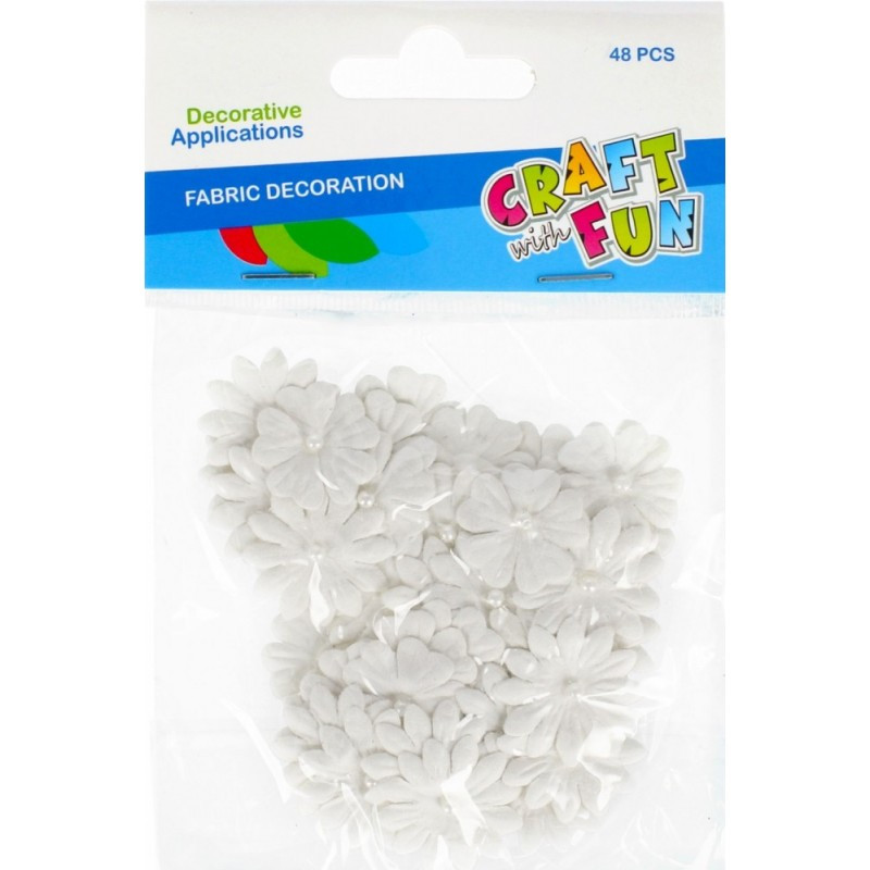 Accesorii creatie - flori, alb, set decorativ, set 48 buc, Craft with Fun, 480817 Accesorii creatie - flori, alb, set decorativ, set 48 buc, Craft with Fun, 480817