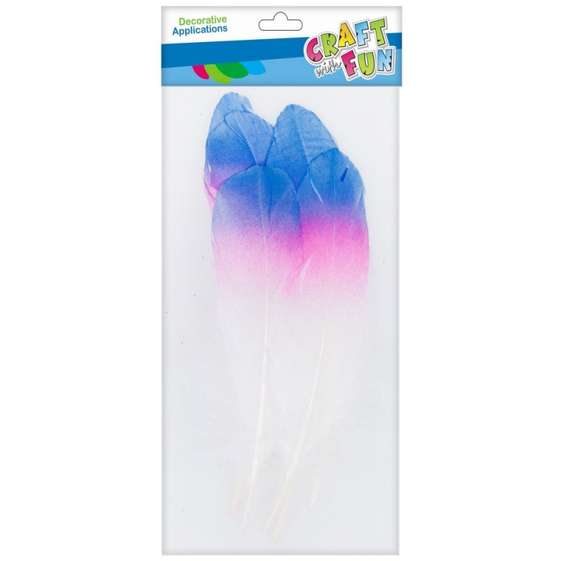 Accesorii creatie - pene, alb, albastru, roz, 13-17cm, set 6 buc, Craft with Fun, 463653 Accesorii creatie - pene, alb, albastru, roz, 13-17cm, set 6 buc, Craft with Fun, 463653