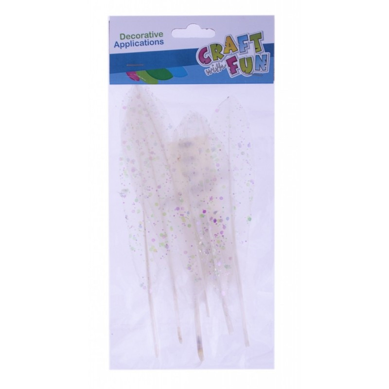 Accesorii creatie - pene, alb, 13-17cm, set 6 buc, Craft with Fun, 463669 Accesorii creatie - pene, alb, 13-17cm, set 6 buc, Craft with Fun, 463669