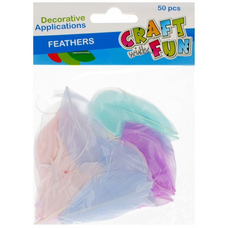 Accesorii creatie - pene, diverse culori, 5-6cm, pastel, 50g, Craft with Fun, 501477 Accesorii creatie - pene, diverse culori, 5-6cm, pastel, 50g, Craft with Fun, 501477