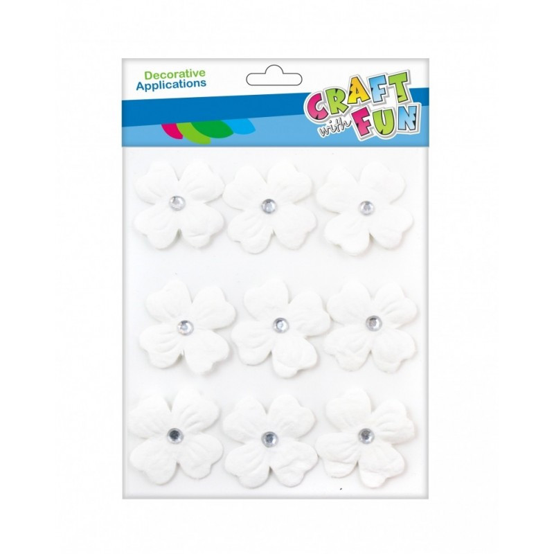 Accesorii creatie - flori fetru, alb, autoadezive, set 9 buc, Craft with Fun, 463857 Accesorii creatie - flori fetru, alb, autoadezive, set 9 buc, Craft with Fun, 463857