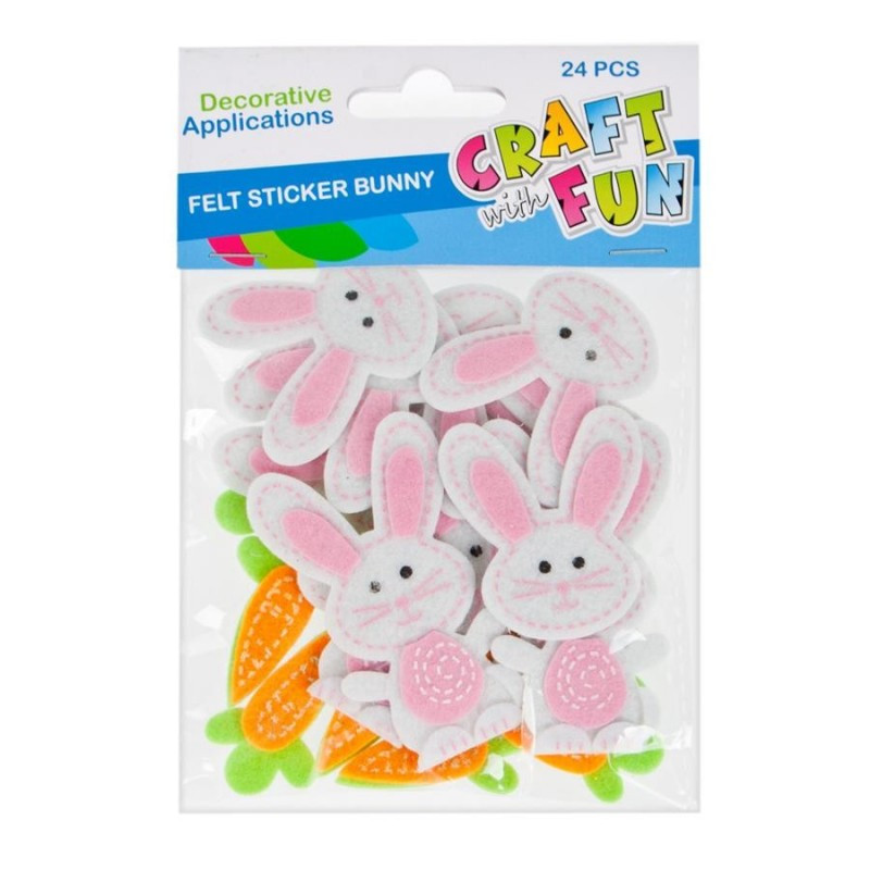 Accesorii creatie - iepuras cu morcovi fetru, Paste, set 24 buc, Craft with Fun, 445987 Accesorii creatie - iepuras cu morcovi fetru, Paste, set 24 buc, Craft with Fun, 445987
