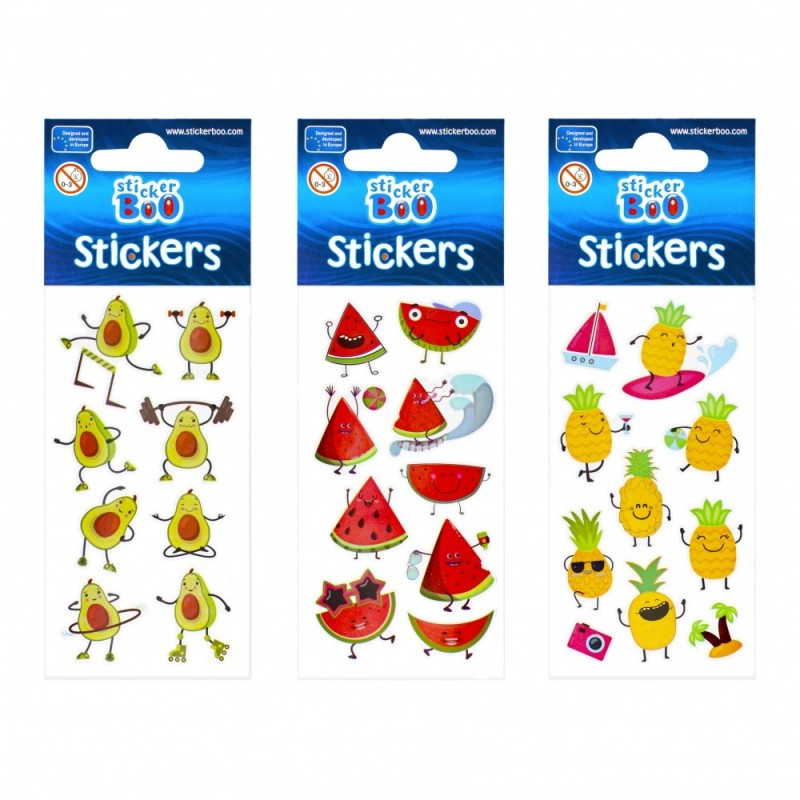 Abtibilduri - ananas, avocado, pepene, set 8-10 buc, Sticker Boo, 483494 Abtibilduri - ananas, avocado, pepene, set 8-10 buc, Sticker Boo, 483494