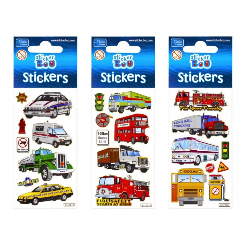 Abtibilduri - autovehicule mari, set 7-8 buc, Sticker Boo, 225034 Abtibilduri - autovehicule mari, set 7-8 buc, Sticker Boo, 225034