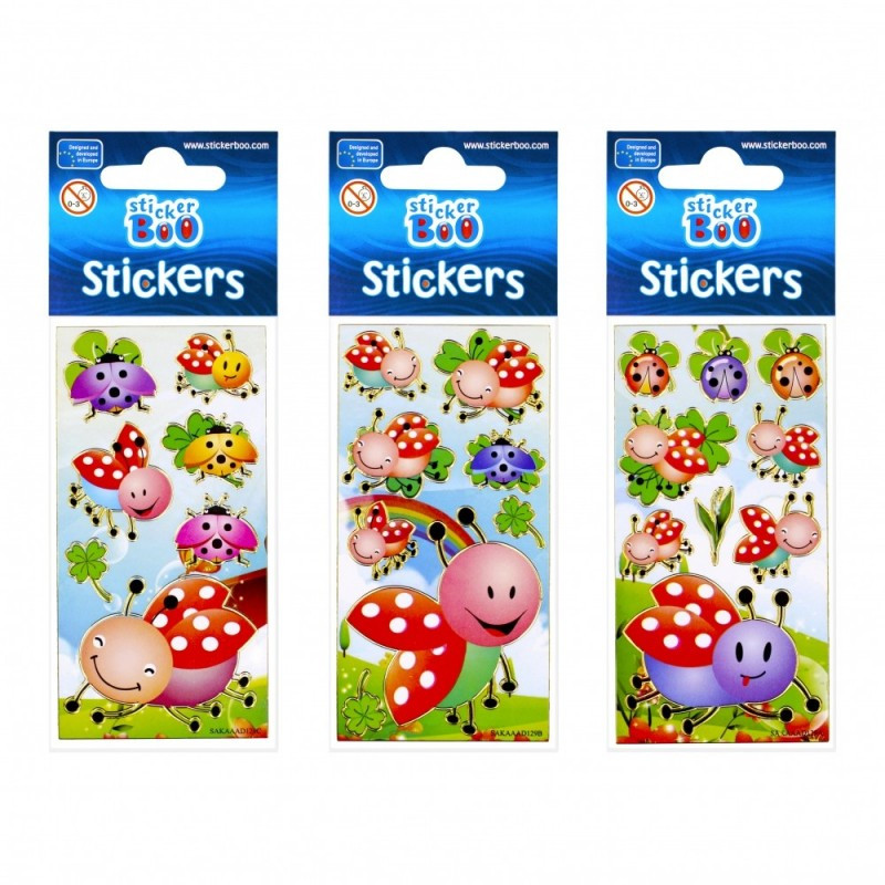 Abtibilduri - buburuze, set 7-8 buc, Sticker Boo, 101531 Abtibilduri - buburuze, set 7-8 buc, Sticker Boo, 101531