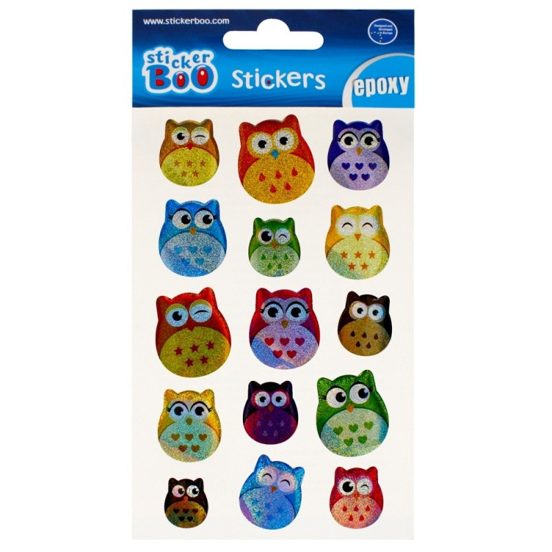 Abtibilduri - bufnite mari, set 15 buc, Sticker Boo, 493729 Abtibilduri - bufnite mari, set 15 buc, Sticker Boo, 493729