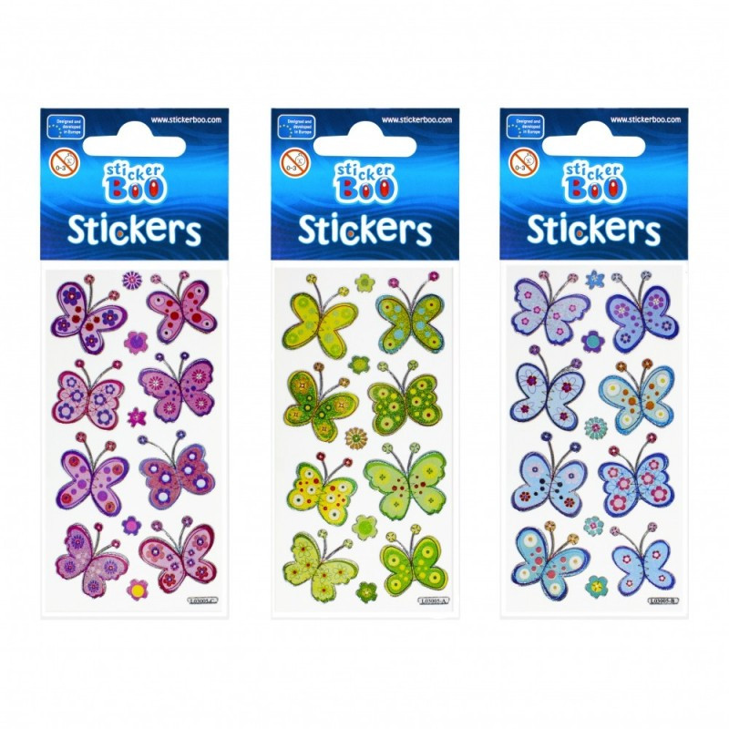 Abtibilduri - fluturi, set 13 buc, Sticker Boo, 240789 Abtibilduri - fluturi, set 13 buc, Sticker Boo, 240789