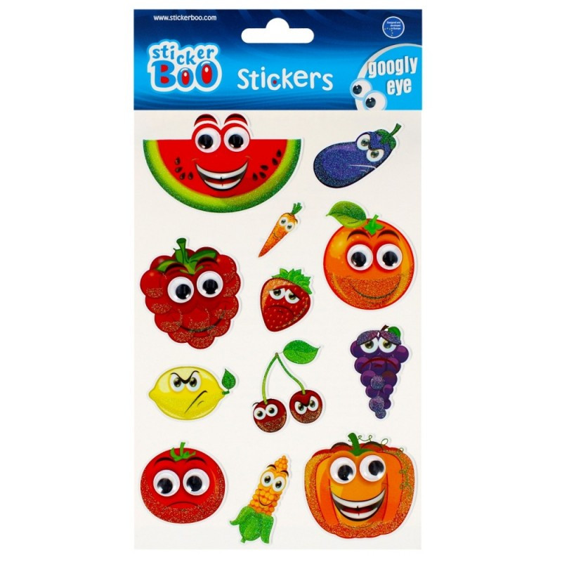 Abtibilduri - fructe, legume, set 12 buc, Sticker Boo, 493716 Abtibilduri - fructe, legume, set 12 buc, Sticker Boo, 493716