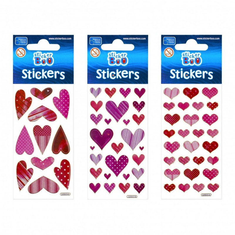 Abtibilduri - inimi rosu, roz, set 28 buc, Sticker Boo, 101525 Abtibilduri - inimi rosu, roz, set 28 buc, Sticker Boo, 101525