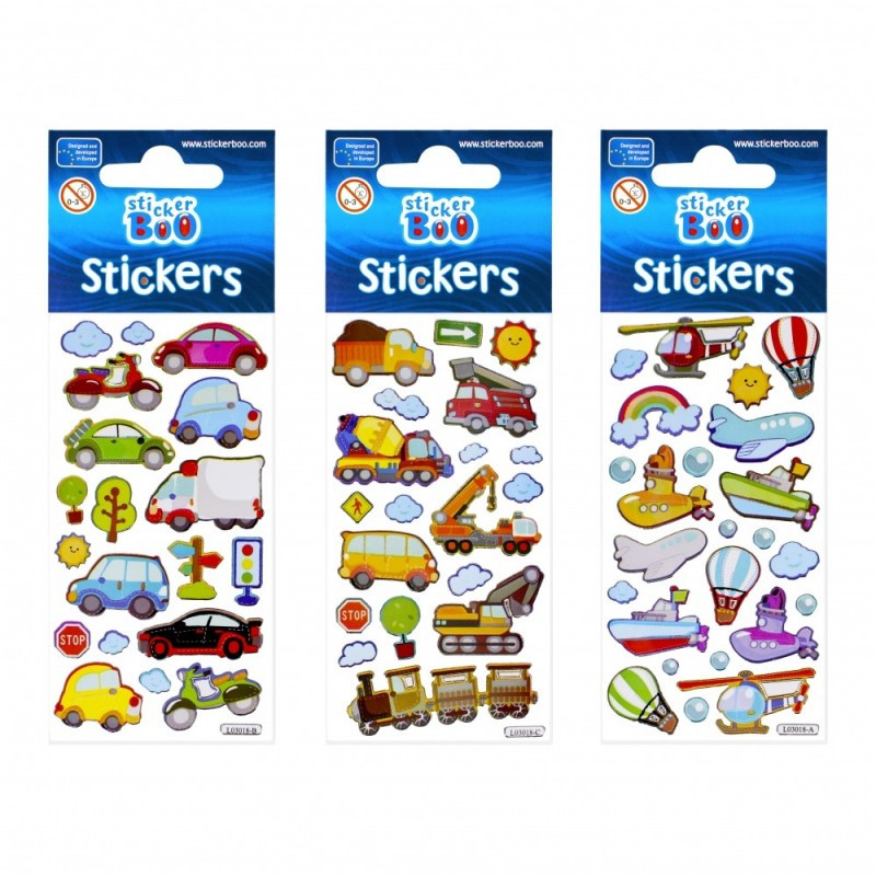 Abtibilduri - masinute, set 19 buc, Sticker Boo, 382527 Abtibilduri - masinute, set 19 buc, Sticker Boo, 382527