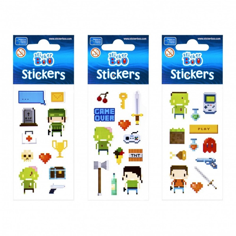 Abtibilduri - pixel, set 12 buc, Sticker Boo, 471545 Abtibilduri - pixel, set 12 buc, Sticker Boo, 471545