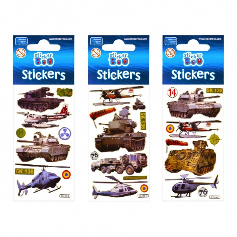 Abtibilduri - vehicule militare, set 9-10 buc, Sticker Boo, 225022 Abtibilduri - vehicule militare, set 9-10 buc, Sticker Boo, 225022