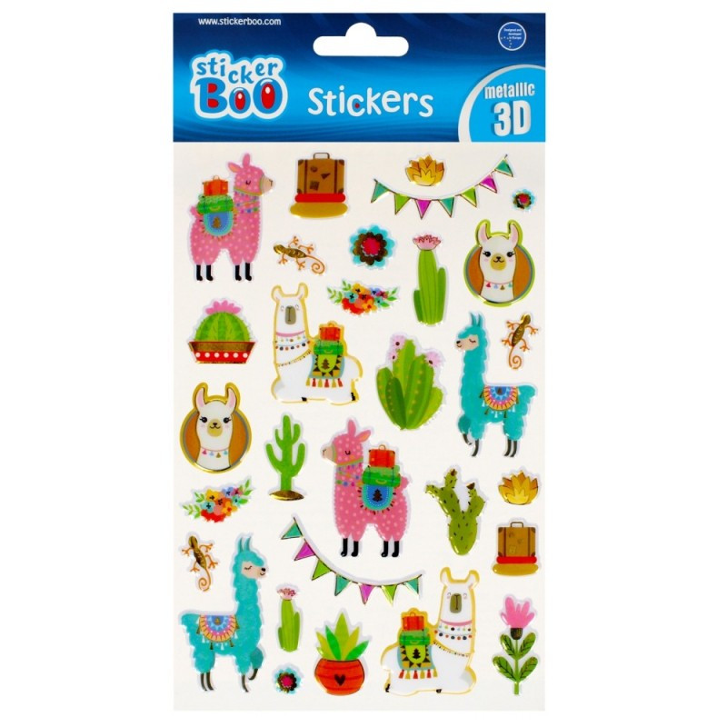Abtibilduri - lama, 3D, metalic, set 30 buc, Sticker Boo, 493710 Abtibilduri - lama, 3D, metalic, set 30 buc, Sticker Boo, 493710