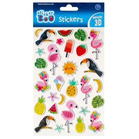 Abtibilduri - tropical, 3D, metalic, set 29 buc, Sticker Boo, 493711