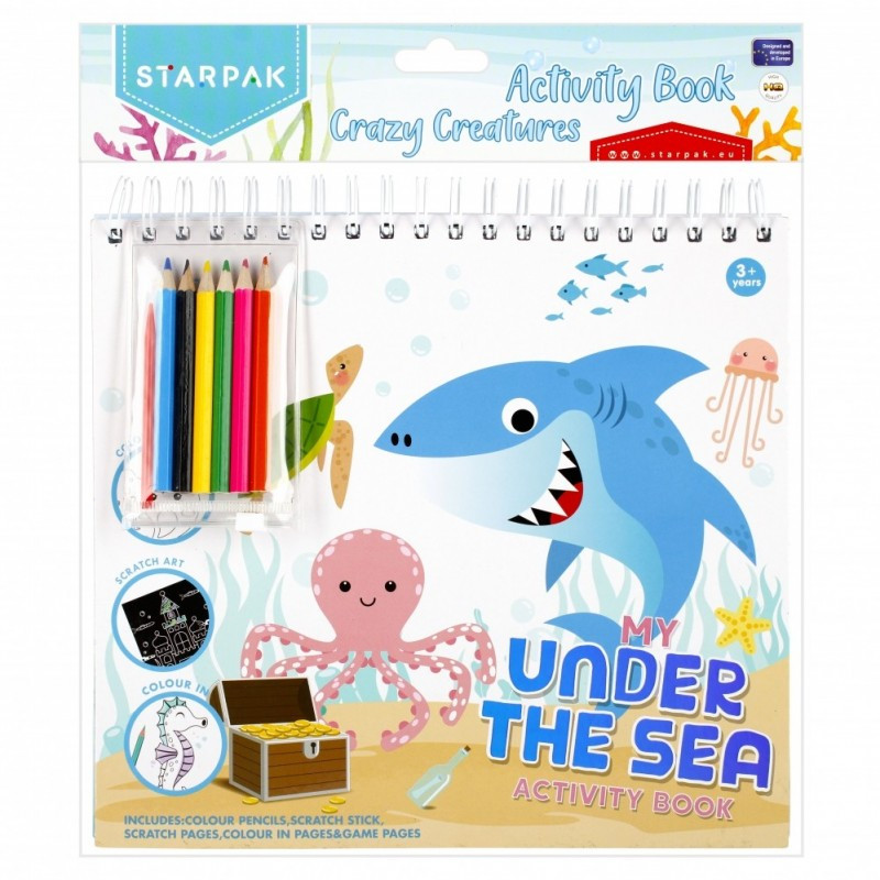 Set creativ - Carte cu activitati, Crazy Creatures, cu 6 creioane colorate, Starpak, 497703 Set creativ - Carte cu activitati, Crazy Creatures, cu 6 creioane colorate, Starpak, 497703
