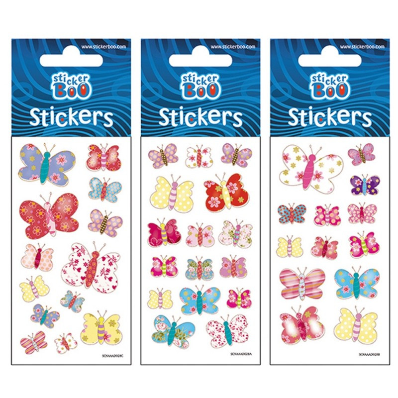 Abtibilduri - fluturi, set 13-16 buc, Sticker Boo, 382526 Abtibilduri - fluturi, set 13-16 buc, Sticker Boo, 382526