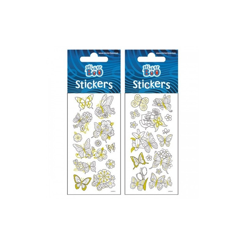 Abtibilduri - fluturi, pentru colorat, set 15 buc, Sticker Boo, 382545 Abtibilduri - fluturi, pentru colorat, set 15 buc, Sticker Boo, 382545