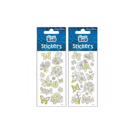 Abtibilduri - fluturi, pentru colorat, set 15 buc, Sticker Boo, 382545