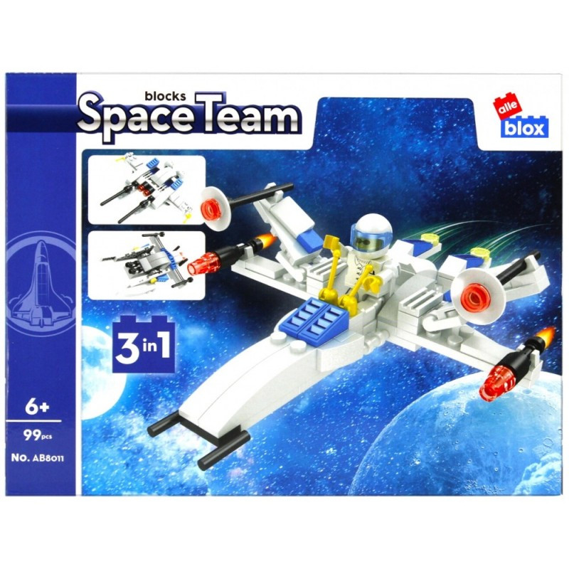 Set de constructie Alleblox Space Team - nava spatiala 3 in 1 diverse modele, 97-103 piese, 6+ Set de constructie Alleblox Space Team - nava spatiala 3 in 1 diverse modele, 97-103 piese, 6+