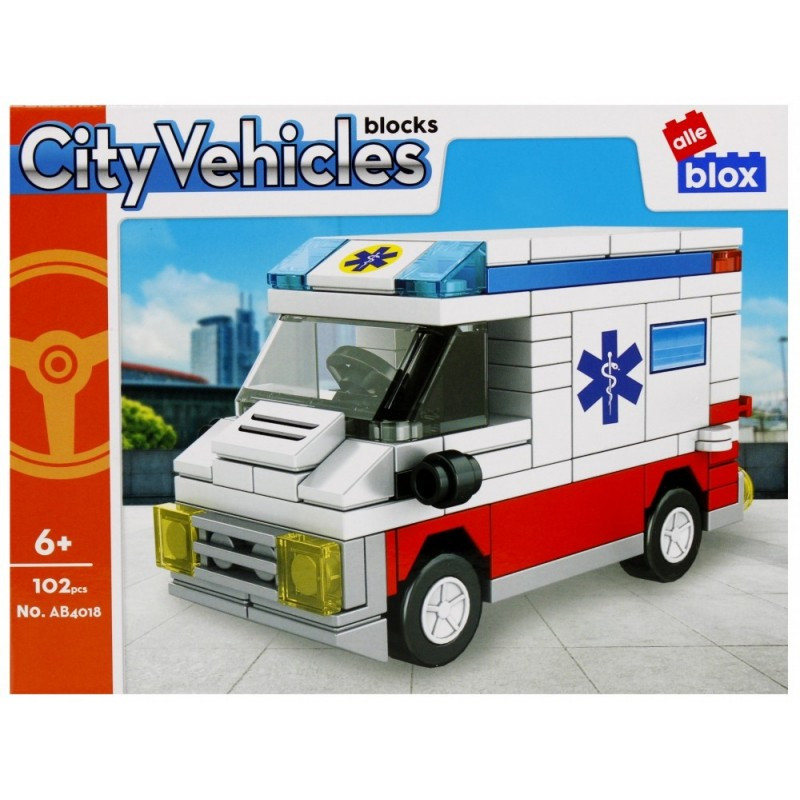 Set de constructie Alleblox City Vehicles - ambulanta - AB4018 / 492751, 102 piese, 6+ Set de constructie Alleblox City Vehicles - ambulanta - AB4018 / 492751, 102 piese, 6+