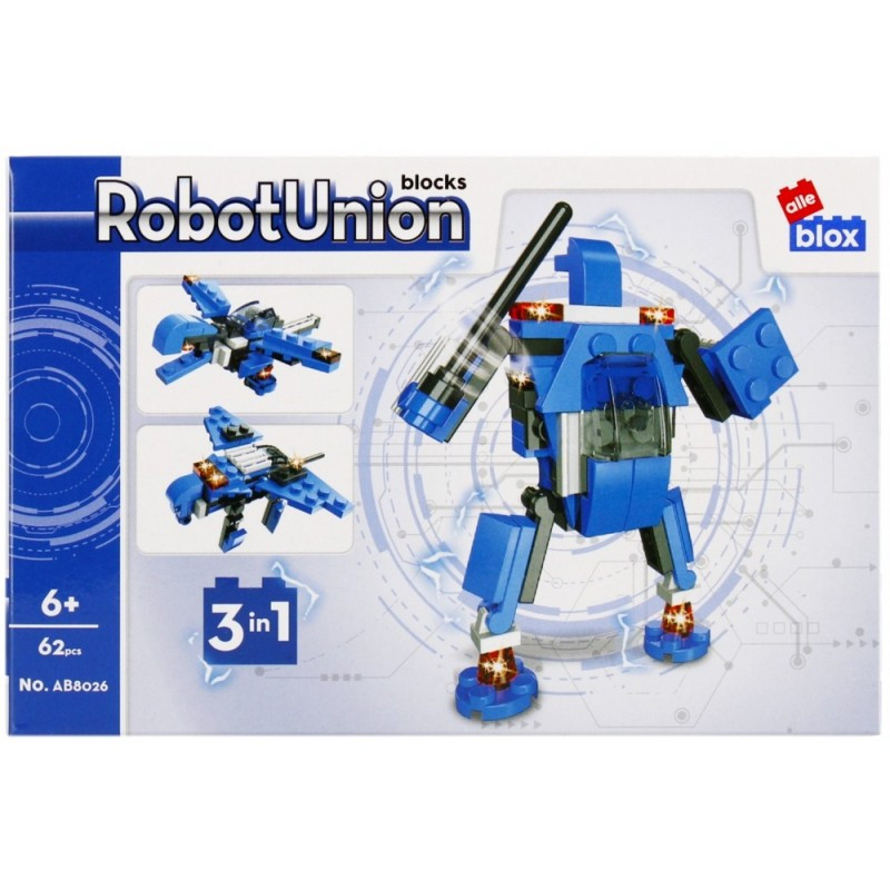 Set de constructie Alleblox Robot Union - robot politie 3 in 1 - AB8026 / 492906, 62 piese, 6+ Set de constructie Alleblox Robot Union - robot politie 3 in 1 - AB8026 / 492906, 62 piese, 6+