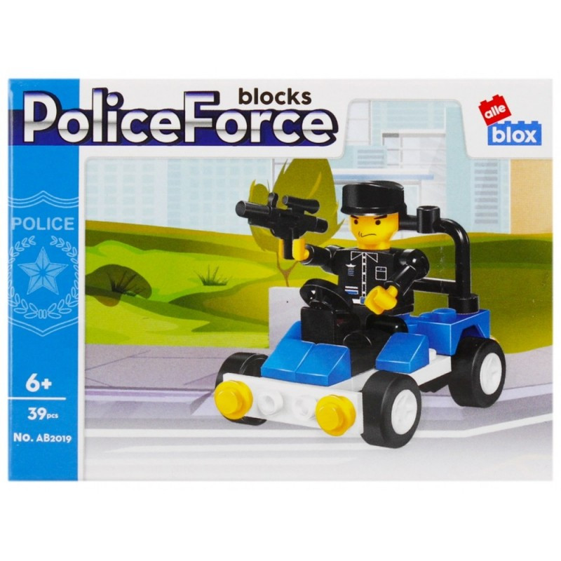 Set de constructie Alleblox Police Force - masinuta cu politist - AB2019 / 492819, 39 piese, 6+ Set de constructie Alleblox Police Force - masinuta cu politist - AB2019 / 492819, 39 piese, 6+