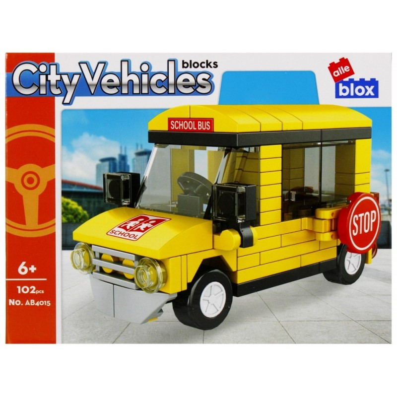 Set de constructie Alleblox City Vehicles - autobuz scolar - AB4015 / 492743, 102 piese, 6+ Set de constructie Alleblox City Vehicles - autobuz scolar - AB4015 / 492743, 102 piese, 6+