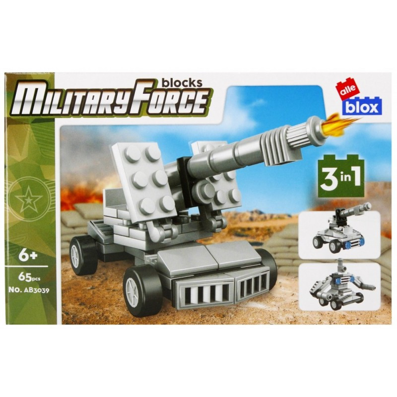 Set de constructie Alleblox Military Force - vehicul cu lansator 3 in 1 - AB3039 / 492868, 60 piese, 6+ Set de constructie Alleblox Military Force - vehicul cu lansator 3 in 1 - AB3039 / 492868, 60 piese, 6+
