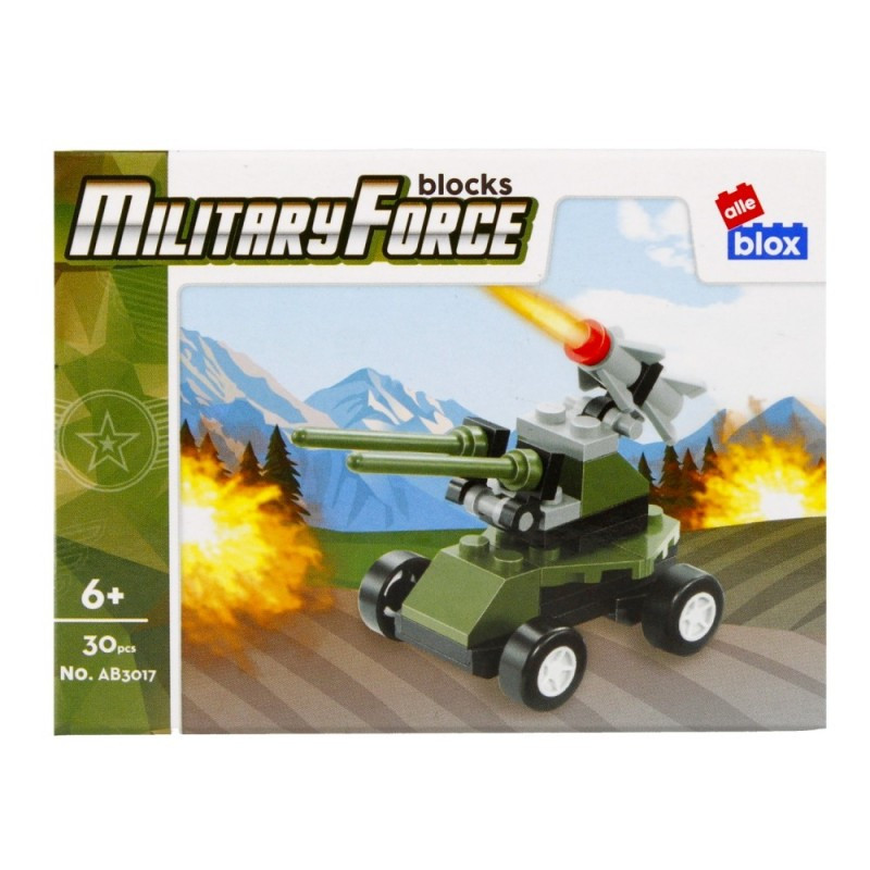 Set de constructie Alleblox Military Force - vehicul militar cu lansator - AB3017 / 492824, 30 piese, 6+ Set de constructie Alleblox Military Force - vehicul militar cu lansator - AB3017 / 492824, 30 piese, 6+