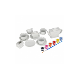 Set de ceai - pentru pictat - ceramica, 15 piese, acurele si pensula incluse, MegaCreative 501294, 3+ ani