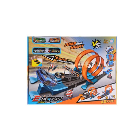 Masina de curse MegaCreative, 6buc + pista dubla, multicolor
