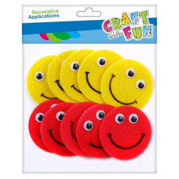 Accesorii creatie - fete zambitoare fetru, set 10 buc, Craft with Fun, 463451