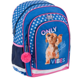 Ghiozdan Starpak Good Vibes, 2 comparimente, 3 buzunare, albastru cu roz, 446590